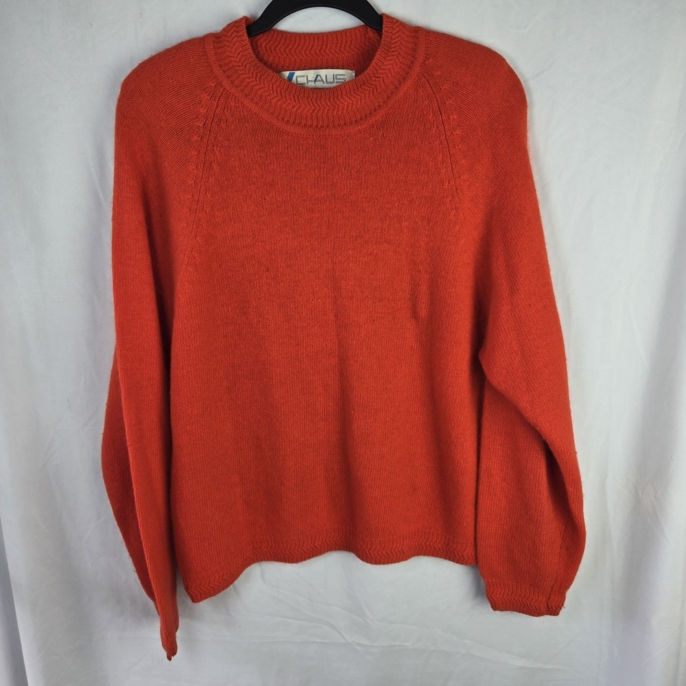 Vintage Chaus Lambswool Angora Sweater Womens Large Orange Quiet‎ Luxury Retro